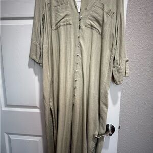 ZaraOlive Green Button-Down Maxi Dress